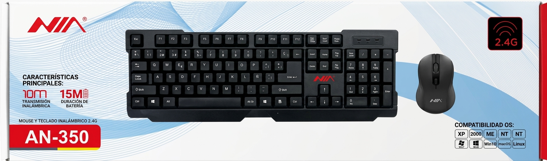 Combo Teclado y Mouse Inalámbricos Nia AN-350
