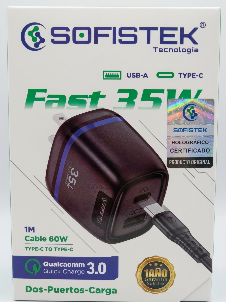 Cargador Sofistek SKPD35W PD 35W Doble Puerto + Cable