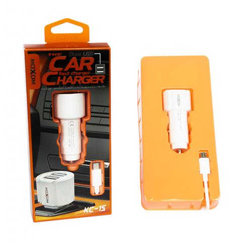 Cargador de Carro Moxom KC15 con Cable MicroUSB