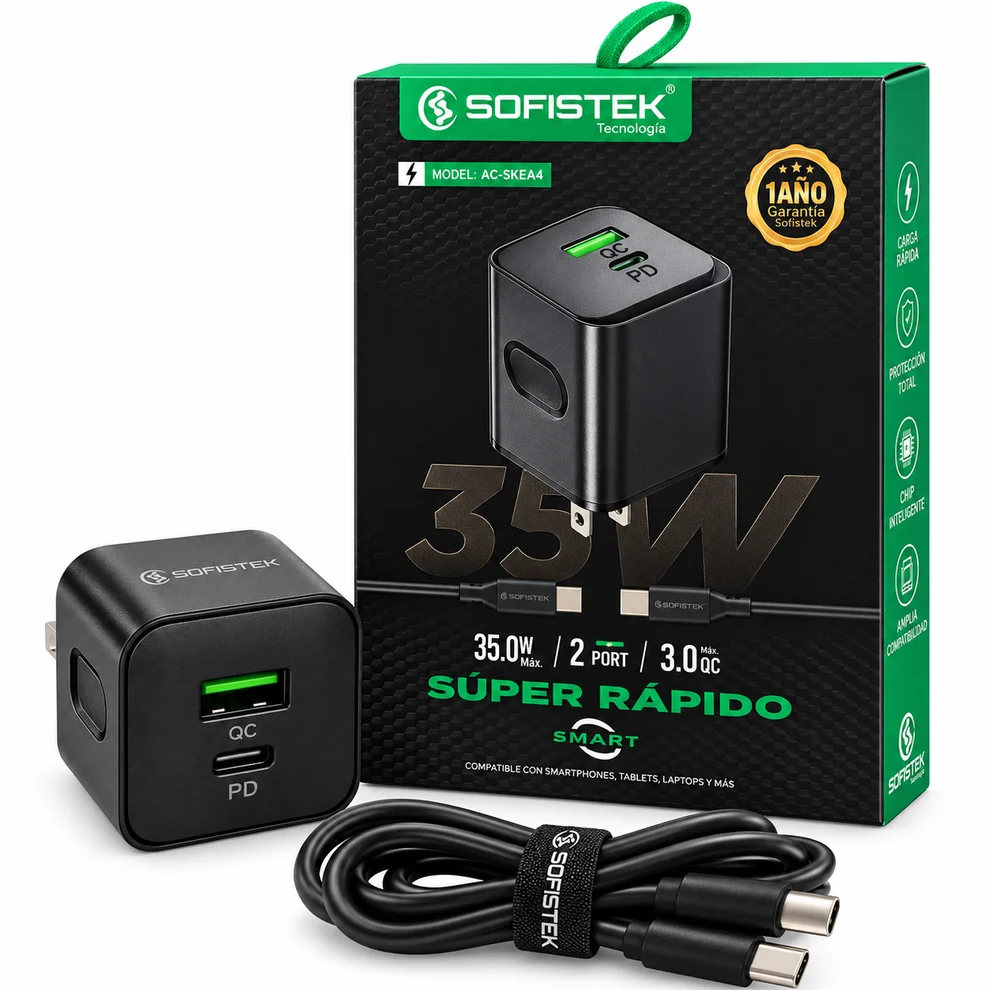 Cargador Sofistek PD 35W Doble Puerto USB-C/USB